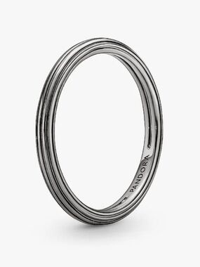PANDORA Gunmetal Ring Band. Stackable. Size 56 or 7.5. Stamped.